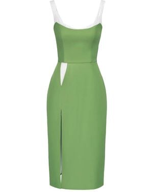 POST MERIDIEM Slit Lace-Insert Midi Dress - Green