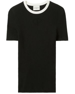 Claudie Pierlot Ribbed Logo-Detail Top - Black