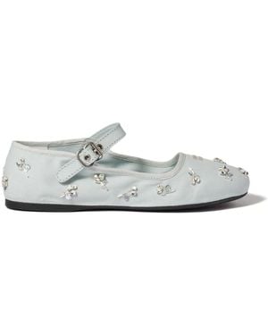 Miu Miu Embroidered Drill Ballerinas - White