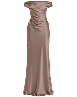 The Sei Bardot Draped Maxi Gown - Natural