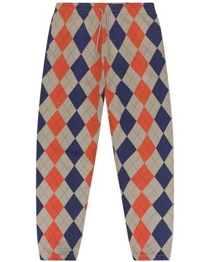 DENIM TEARS Intarsia-Knit Argyle Track Trousers - Blue