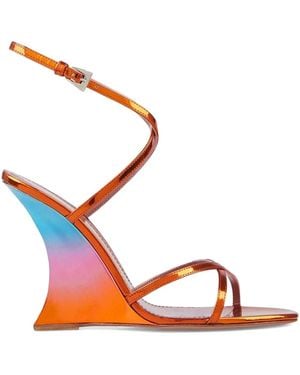 Paris Texas 105Mm Nina Metallic Wedge Sandals - Orange