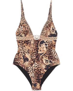 CAMILLA Era Of Empires-Print Swimsuit - Brown