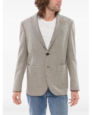 Corneliani Checked Single-Breasted Blazer - Grey