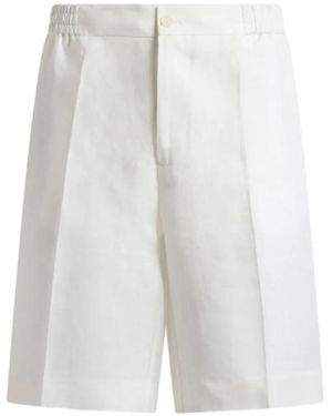 Etro Plain-Coloured Linen Shorts - White