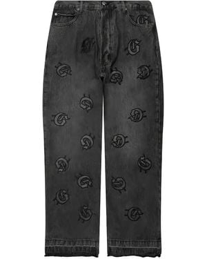 Godspeed Infinity V2 Logo-Patch Frayed Jeans - Black