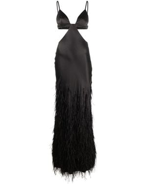 Cult Gaia Feather-Trim Raisa Maxi Dress - Black