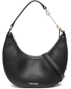Twinset Borsa Tote Con Placca Logo - Nero