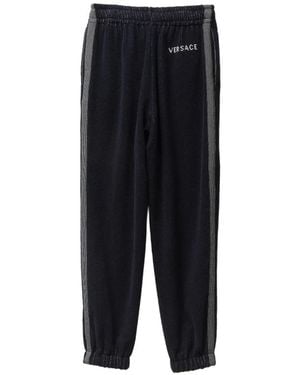Versace Cotton-Terry Jacquard Joggers - Black