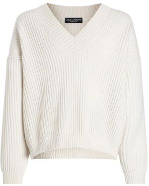 Dolce & Gabbana Pullover mit V-Ausschnitt - Weiß