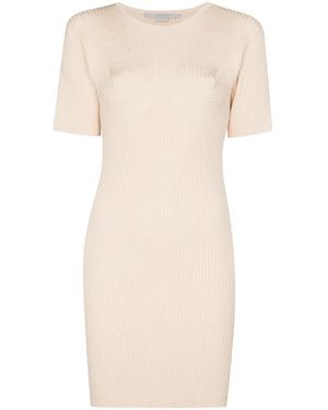 Stella McCartney リブニット ミニドレス - ナチュラル