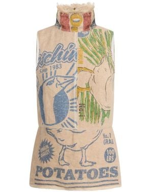 Moschino Graphic-Print Raw-Edge Tank Top - White