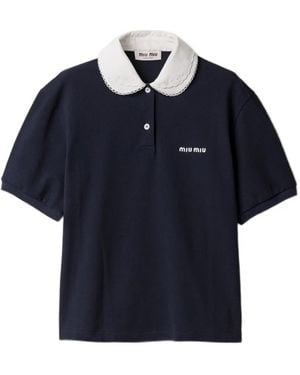 Miu Miu Piqué Polo Shirt - Blue