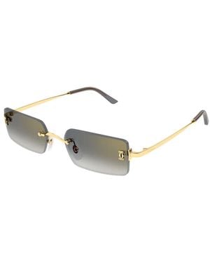 Cartier C De Cartier Rimless Rectangle-Frame Sunglasses - Metallic