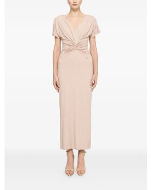 Nissa Glitter V-Neck Maxi Dress - Natural