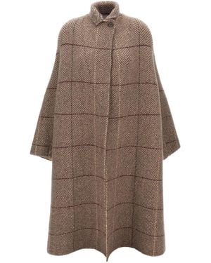 Boboutic Checked-Pattern Coat - Brown