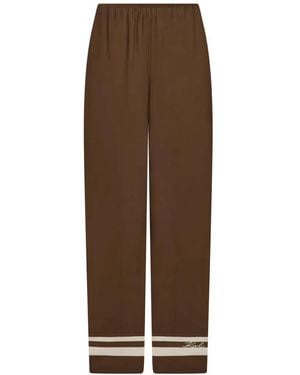 KARL LAGERFELD Signature Contrast Trim Trousers - Brown