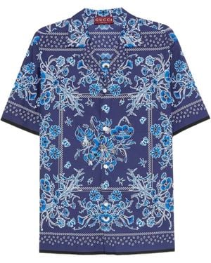 Gucci Bandana-Print Shirt - Blue