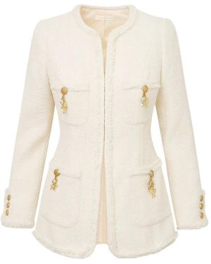 LoveShackFancy Embellished Fringed Jacket - White