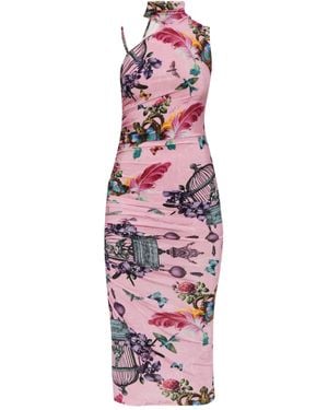 Versace Jeans Couture Abito Midi Con Stampa - Rosa