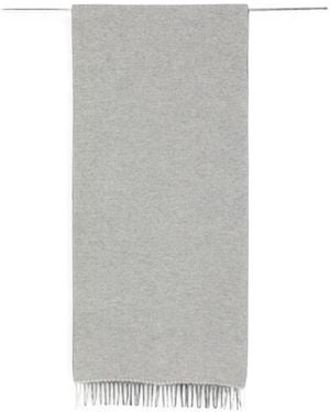 Gran Sasso Herringbone-Pattern Fringed Scarf - Gray