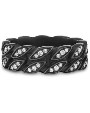 David Yurman Titanium Ring Met Schakelketting En Diamant - Zwart