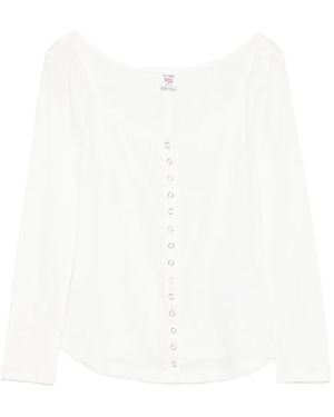 RE/DONE Olivia Press-Stud Top - White