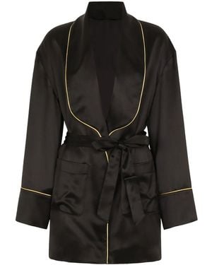 Dolce & Gabbana Belted Silk Blazer - Black