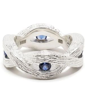Bleue Burnham Woven Stem Sapphire Ring - White