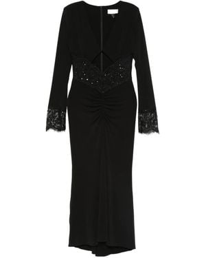 Nissa Lace-Trim Sequin-Embellished Dress - Black