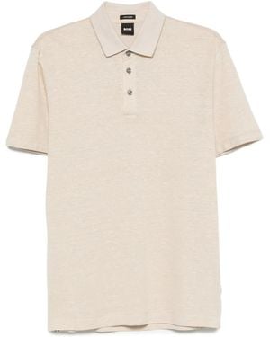 BOSS Button-Fastening Linen-Blend Polo Shirt - Natural