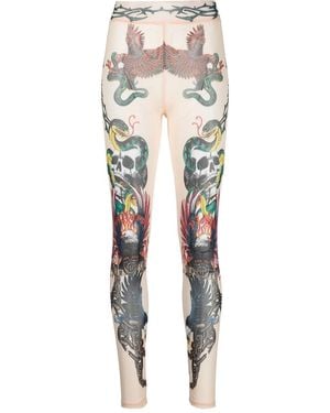 Philipp Plein Tattoo-Print Semi-Sheer Leggings - Multicolor