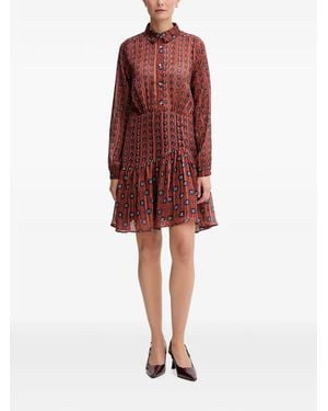 Morgan Mini-Jurk Met Ruches En Bloemenprint - Rood