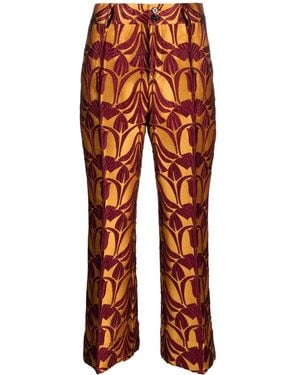 La DoubleJ Hendrix Jacquard Cropped Trousers - Orange