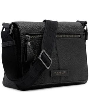 The Bridge Grained Leather Messenger Bag - Black