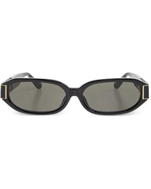 Linda Farrow Oval-Frame Sunglasses - Grey