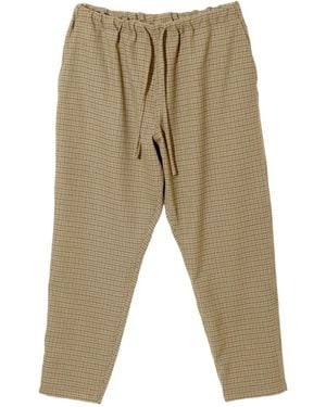 South2 West8 Drawstring Houndstooth Tapered Trousers - Natural