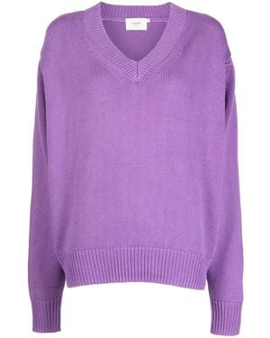 Bassike V-Neck Knit Jumper - Purple