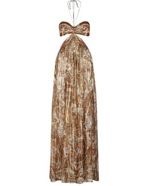 retroféte Kimmy Paisley-Print Cut-Out Dress - Natural
