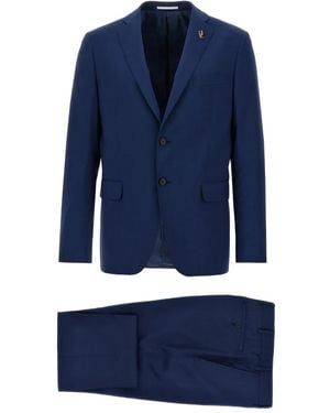 Pal Zileri Metal-Logo Brooch Suit - Blue