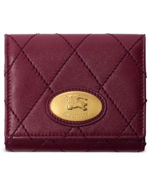 Burberry Quilted Knight-Stamp Wallet - Purple