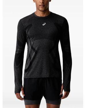 Asics Road Seamless Logo-Print Thumb-Slot T-Shirt - Black