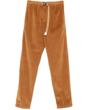 White Sand Corduroy Belted Trousers - Brown