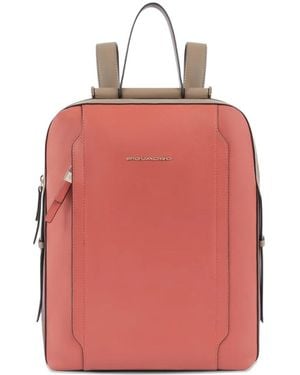 Piquadro Ipad Laptop Leather Backpack - Pink