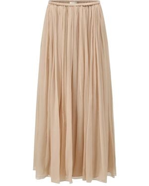 Into The East Pleated Silk Skirt - Natural