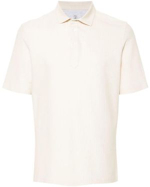 Brunello Cucinelli Strukturiertes Poloshirt - Weiß