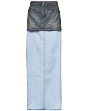 7 For All Mankind Layered-Effect Denim Skirt - Blue