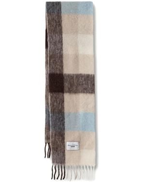 Marc O' Polo Check-Pattern Fringed Scarf - White
