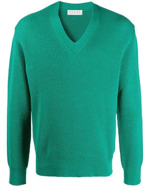 Paura V-Neck Knitted Sweater - Green