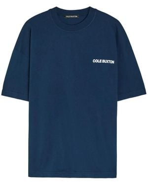Cole Buxton Logo-Print Dropped-Shoulder T-Shirt - Blue